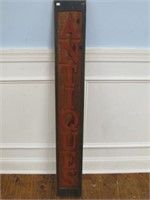 PRIMITIVE LOOKING ANTIQUES SIGN 51 X 7 INCHES