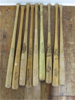 LOT OF 9 EARLY BASEBALL BATS AVERAGE IS 34 INCHES