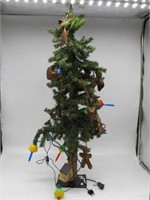 LIGHTED CHIRSTMAS TREE W/ VINTAGE BUBBLE BULBS 36H