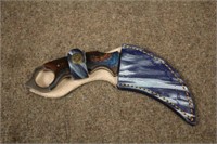 Handmade Fixed 3-1/2" Blade Damascus Steel Knife,