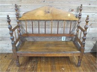 EARLY PRIMITIVE HAND MADE BENCH FROM BED 55X17X51