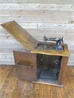 EARLY PURITAN SEWING MACHINE W/ CABINET SEE DESC