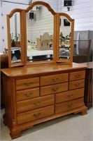 Sumter 10 Drawer Dresser with Tri fold Mirror