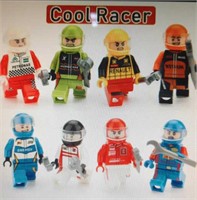 Lego style building block race car driver 8 set