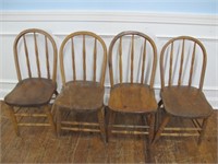 LOT OF 4 MATCHING PRIMITIVE CHAIRS ONE MONEY 33 IN