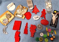 ASSORTED COOKIE CUTTERS TART TINS BOTTLE CAPS LOT