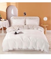 New (Size Queen ) Jolusere Taupe Ruffle Duvet