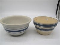 LOT OF 4 POTTERY COUNTRY BOWLS 9W CLEAN