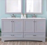 Double Sink Bath Vanity in Pearl Gray