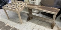 End Table, Wooden Bench