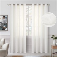 BGment Natural Linen Look Semi Sheer Curtains for