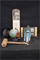 Stain glass Lamps, Globe, Clock, Pepsi Thermometer