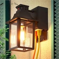 Myhaptim Porch Lights with GFCI Outlet,Dusk to Daw