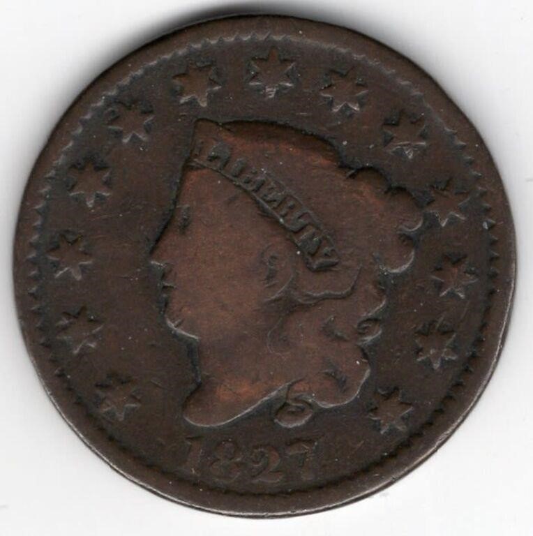 1827 Coronet Head Cent