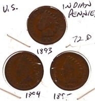 1893, 94, 94 Indian Head Cents