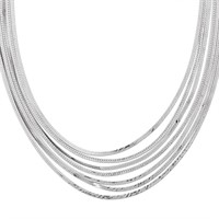 Sterling Silver Herringbone Multi Strand Necklace