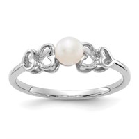14 Kt White Gold Cultured Pearl Ring