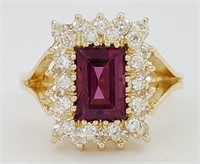 14 Kt Pink Tourmaline Diamond Halo Ring