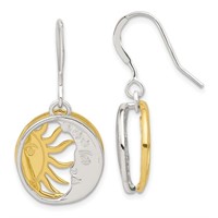 Sterling Silver Sun and Moon Dangle Earrings