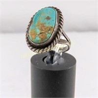 Native Ring Size 4.5 Turquoise, Sterling Silver