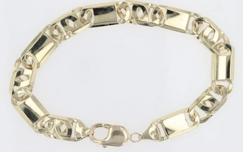 10 Kt Yellow Gold Fancy Link 9.7 MM Bracelet