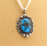 Pendant Native Turquoise, Sterling Silver