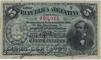 ARGENTINA 5 CENTAVOS 1891,Serie T,X FINE.AR5R