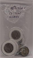 (13) Silver War Nickels
