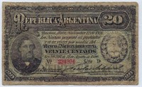 ARGENTINA 20 CENTAVOS 1890,Serie D,FINE,Rare.ARaZ