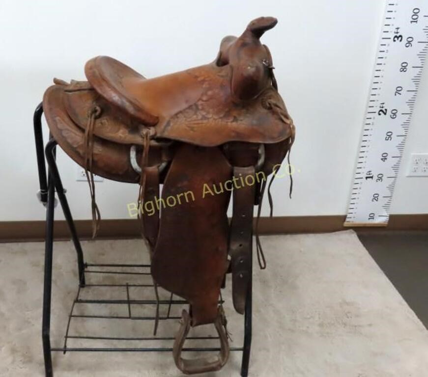 VTG 14" Buck Steiner Tooled Leather Saddle