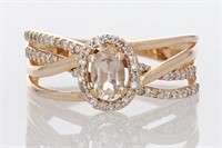 .65 Ct Morganite Diamond Ring 10 Kt