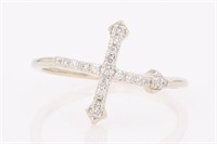 .05  Ct Diamond Cross Design Ring 14 Kt