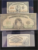3- CANADA NOTES 1900 / $1-1917/ 1923