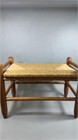 Antique Oak and Rush Footstool
