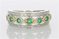 .40 Ct Emerald Diamond Band Ring 10 Kt