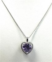 Sterling Silver Amethyst Heart Sapphire Set