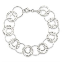 Sterling Silver  Fancy Circle Link Bracelet