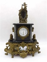 Mirror Crowned Painted Porcelain Mantel Clock.