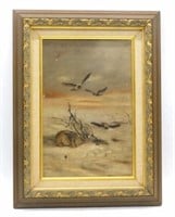 Rabbit and Birds Oil on Canvas.