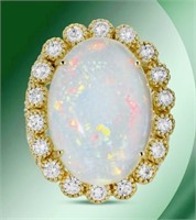 $19,437 11.66 cts Fire Opal Diamond 14k Ring