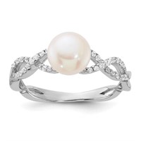 Sterling Silver Fresh Water Pearl Infinity Ring