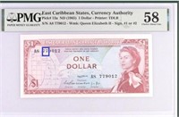 East Caribbean States, $1(1965)PMG 58+Gifts!!.EC1R
