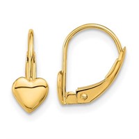 14 Kt Yellow Gold Heart Dangle Earrings