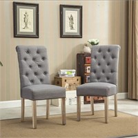 Grey Gerrilyn Tufted Wooden Dining Room Chairs