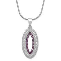 Silver Pink Crystal Modern Design Necklace