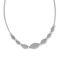 Sterling Silver Rhodium Plated Beaded Necklace