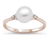 Sterling Silver Fancy Design Pearl Ring