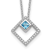 Sterling Silver Blue Spinel Fancy Design Necklace