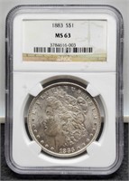 1883 Slab Morgan Silver Dollar