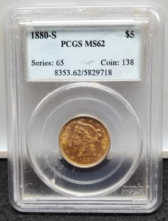 1880-S Slab Gold $5 Liberty